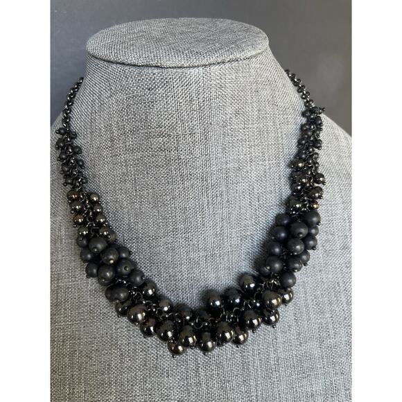 Lia Sophia Bubble Necklace Choker Black 20” Chunky Statement Cocktail Career - Picture 1 of 8